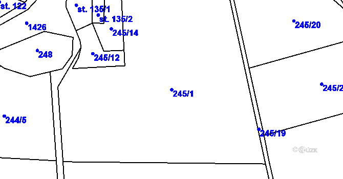 Parcela st. 245/1 v KÚ Polipsy, Katastrální mapa