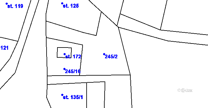 Parcela st. 245/2 v KÚ Polipsy, Katastrální mapa