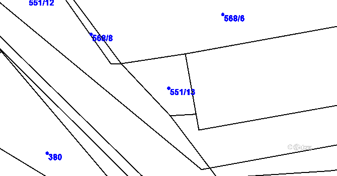 Parcela st. 551/13 v KÚ Polipsy, Katastrální mapa