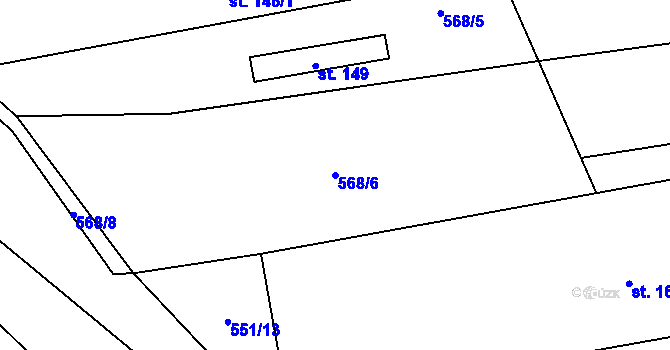 Parcela st. 568/6 v KÚ Polipsy, Katastrální mapa