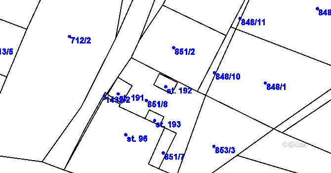 Parcela st. 192 v KÚ Polipsy, Katastrální mapa