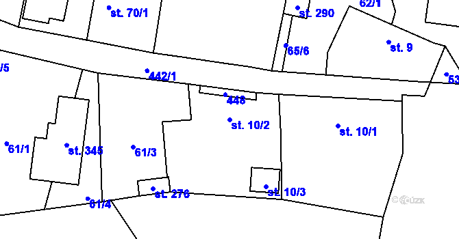 Parcela st. 10/2 v KÚ Čestlice, Katastrální mapa
