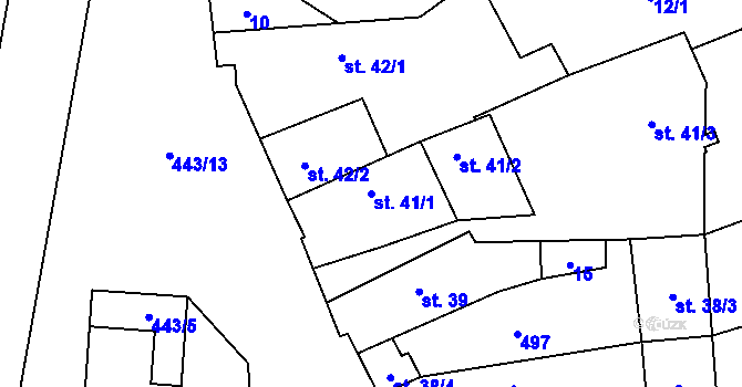 Parcela st. 41/1 v KÚ Čestlice, Katastrální mapa