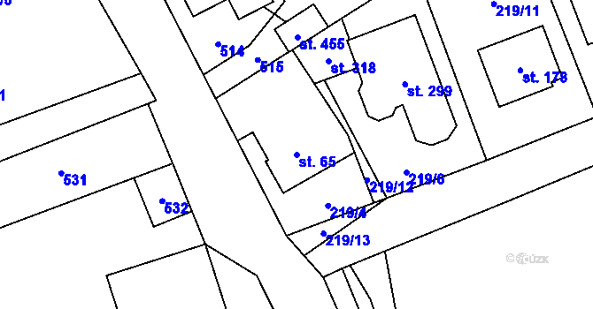 Parcela st. 65 v KÚ Čestlice, Katastrální mapa