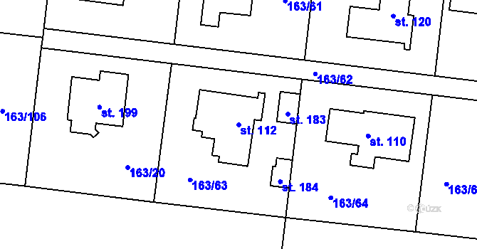 Parcela st. 112 v KÚ Čestlice, Katastrální mapa
