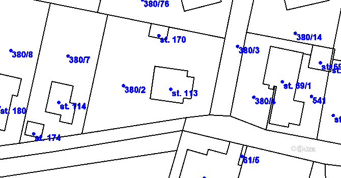 Parcela st. 113 v KÚ Čestlice, Katastrální mapa