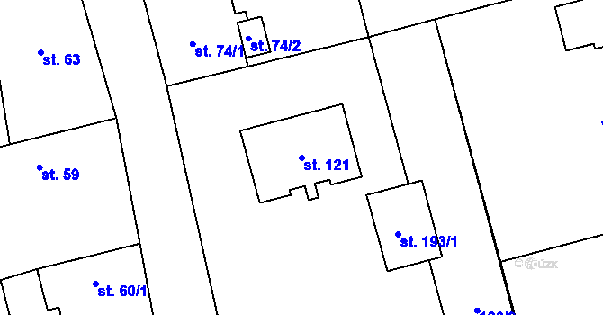 Parcela st. 121 v KÚ Čestlice, Katastrální mapa