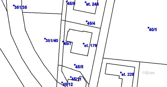 Parcela st. 179 v KÚ Čestlice, Katastrální mapa