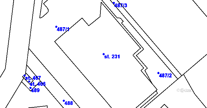 Parcela st. 231 v KÚ Čestlice, Katastrální mapa