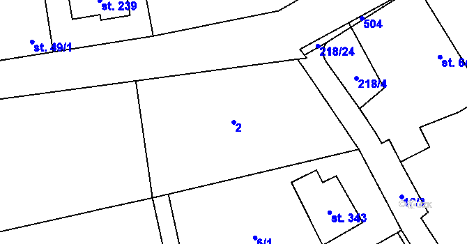 Parcela st. 2 v KÚ Čestlice, Katastrální mapa