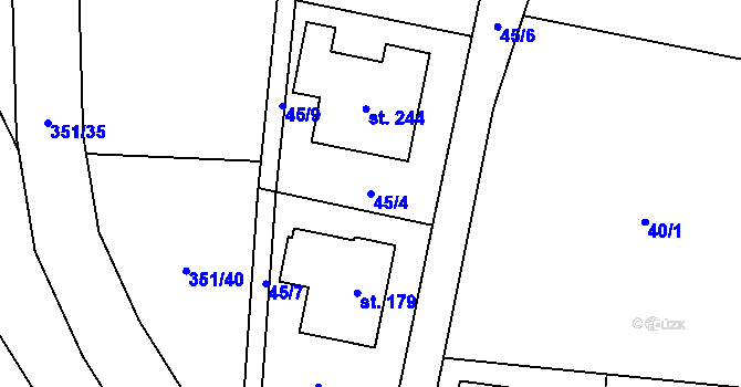 Parcela st. 45/4 v KÚ Čestlice, Katastrální mapa
