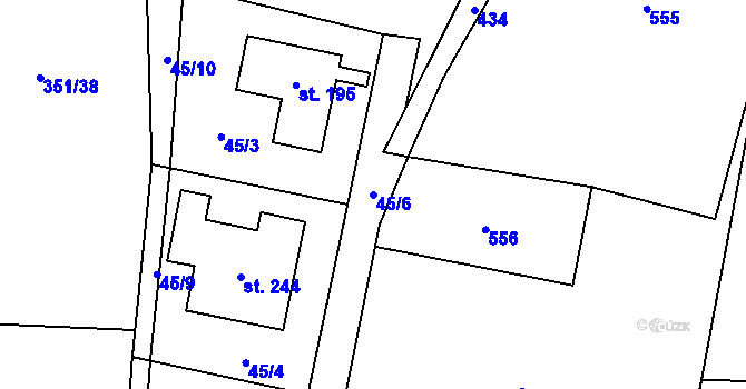 Parcela st. 45/6 v KÚ Čestlice, Katastrální mapa