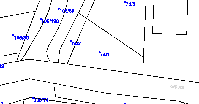 Parcela st. 74/1 v KÚ Čestlice, Katastrální mapa