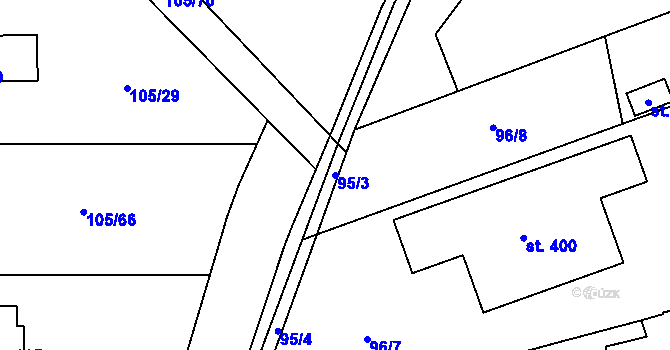 Parcela st. 95/3 v KÚ Čestlice, Katastrální mapa