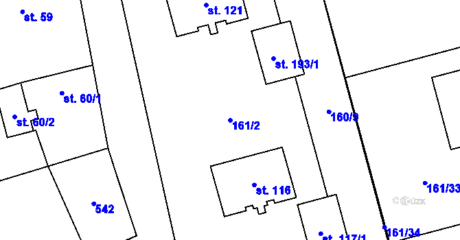 Parcela st. 161/2 v KÚ Čestlice, Katastrální mapa
