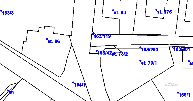 Parcela st. 163/42 v KÚ Čestlice, Katastrální mapa