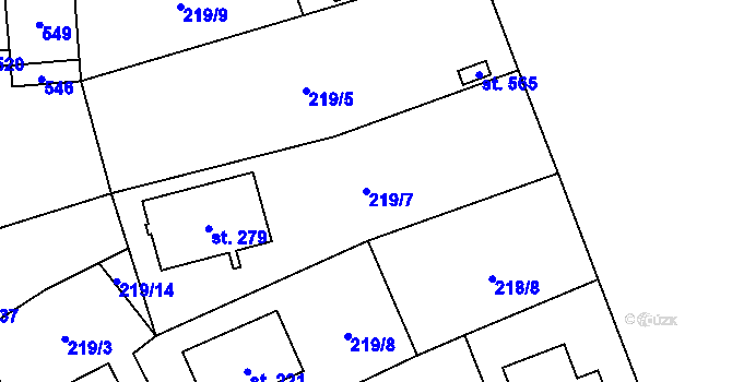 Parcela st. 219/7 v KÚ Čestlice, Katastrální mapa