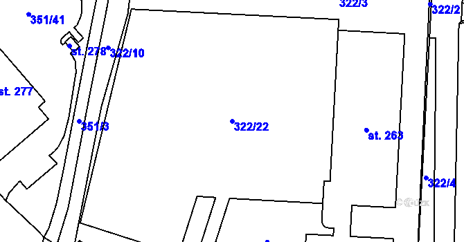 Parcela st. 322/22 v KÚ Čestlice, Katastrální mapa