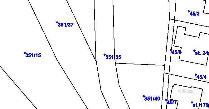 Parcela st. 351/35 v KÚ Čestlice, Katastrální mapa