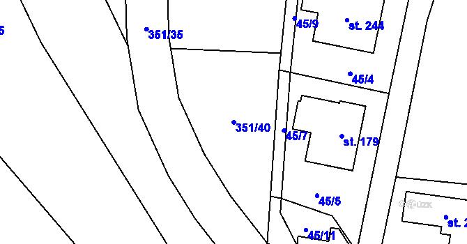 Parcela st. 351/40 v KÚ Čestlice, Katastrální mapa