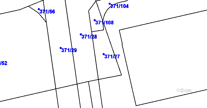 Parcela st. 371/27 v KÚ Čestlice, Katastrální mapa