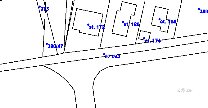 Parcela st. 371/43 v KÚ Čestlice, Katastrální mapa