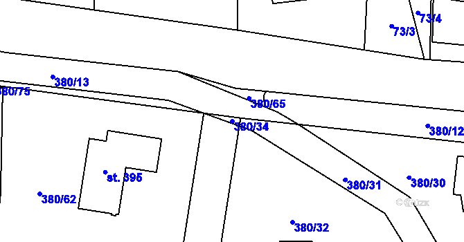 Parcela st. 380/34 v KÚ Čestlice, Katastrální mapa