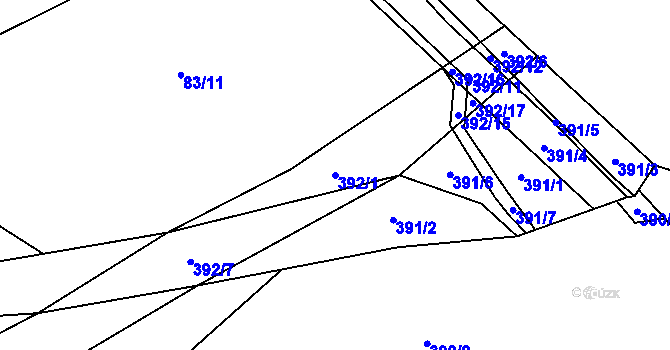 Parcela st. 392/1 v KÚ Čestlice, Katastrální mapa