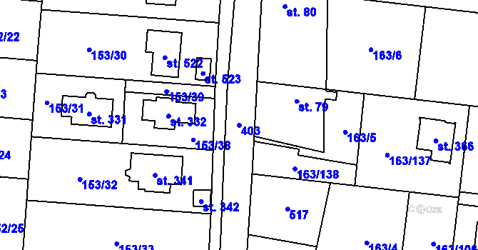 Parcela st. 403 v KÚ Čestlice, Katastrální mapa