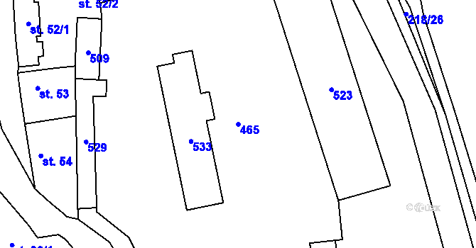 Parcela st. 465 v KÚ Čestlice, Katastrální mapa