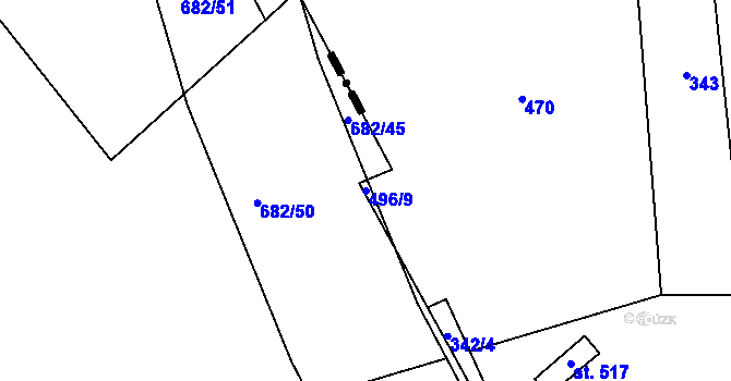 Parcela st. 496/9 v KÚ Čestlice, Katastrální mapa