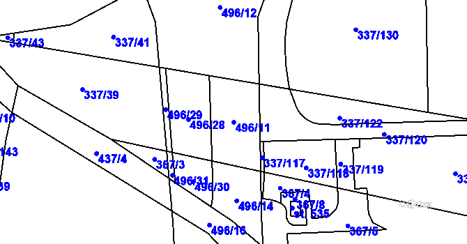 Parcela st. 496/11 v KÚ Čestlice, Katastrální mapa