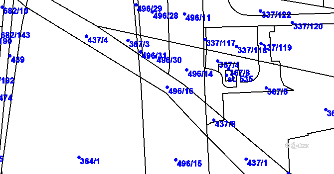 Parcela st. 496/16 v KÚ Čestlice, Katastrální mapa