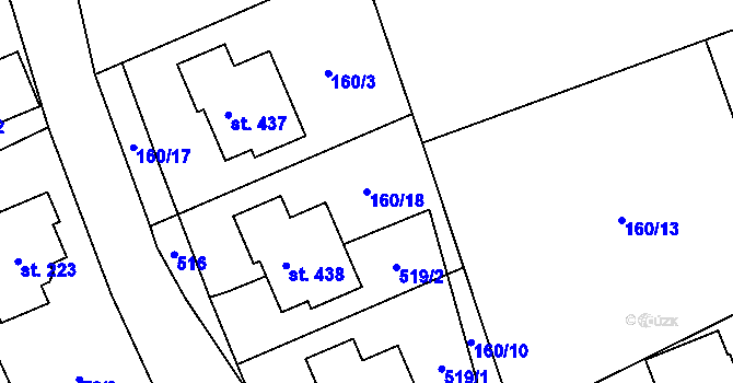 Parcela st. 160/18 v KÚ Čestlice, Katastrální mapa