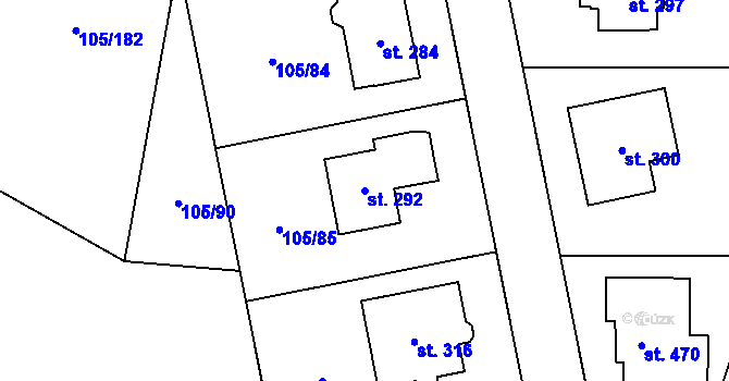 Parcela st. 292 v KÚ Čestlice, Katastrální mapa