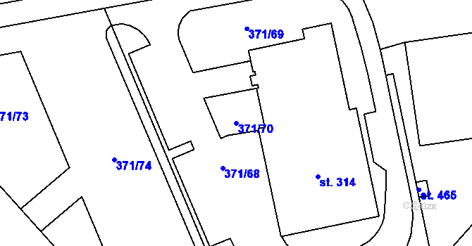 Parcela st. 371/70 v KÚ Čestlice, Katastrální mapa