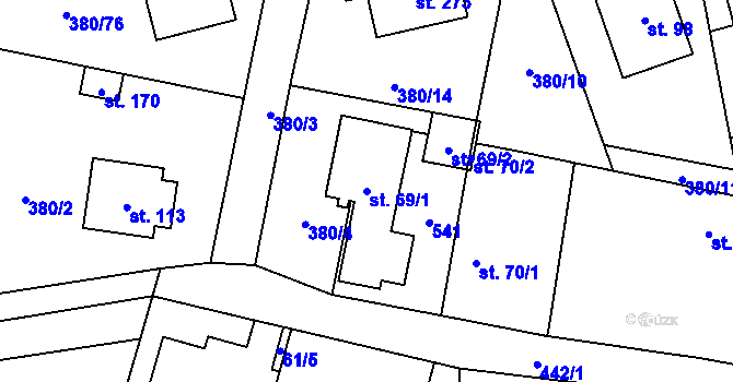 Parcela st. 69/1 v KÚ Čestlice, Katastrální mapa