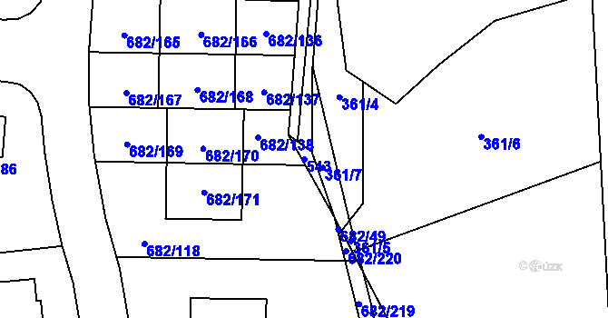 Parcela st. 543 v KÚ Čestlice, Katastrální mapa