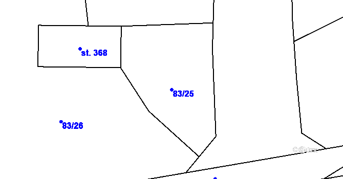 Parcela st. 83/25 v KÚ Čestlice, Katastrální mapa