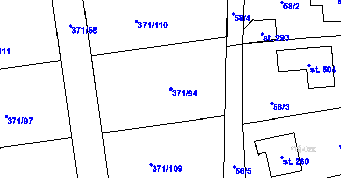 Parcela st. 371/94 v KÚ Čestlice, Katastrální mapa