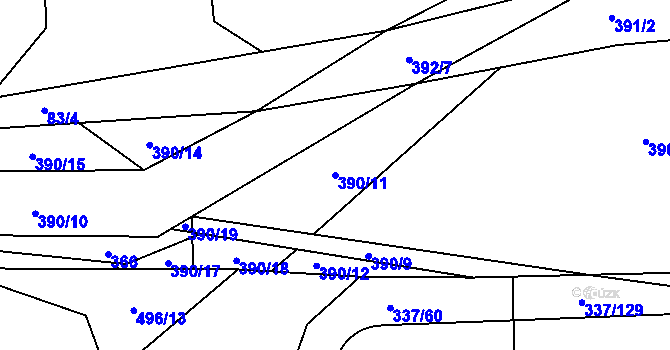 Parcela st. 390/11 v KÚ Čestlice, Katastrální mapa