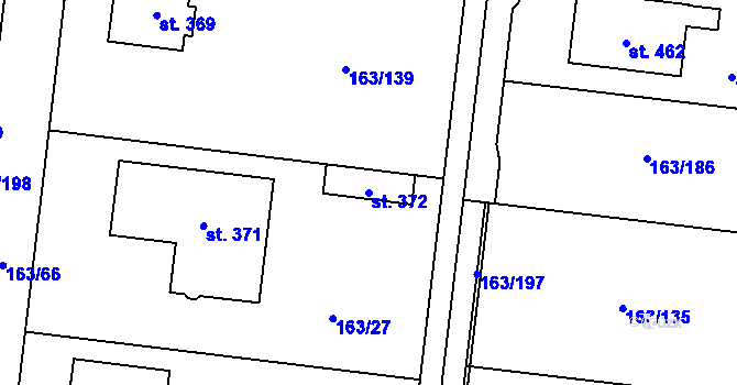Parcela st. 372 v KÚ Čestlice, Katastrální mapa