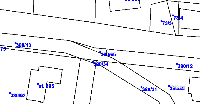 Parcela st. 380/65 v KÚ Čestlice, Katastrální mapa