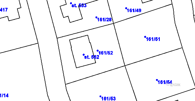 Parcela st. 161/52 v KÚ Čestlice, Katastrální mapa