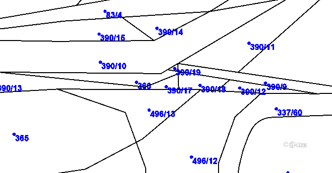 Parcela st. 390/17 v KÚ Čestlice, Katastrální mapa