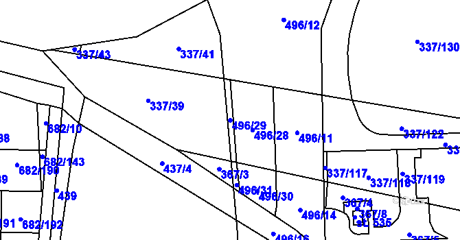 Parcela st. 496/29 v KÚ Čestlice, Katastrální mapa