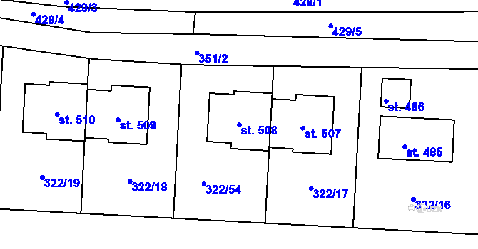 Parcela st. 508 v KÚ Čestlice, Katastrální mapa