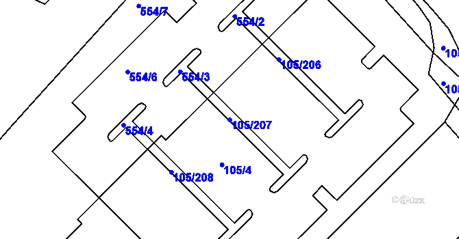 Parcela st. 105/207 v KÚ Čestlice, Katastrální mapa