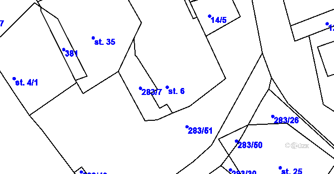 Parcela st. 6 v KÚ Nupaky, Katastrální mapa