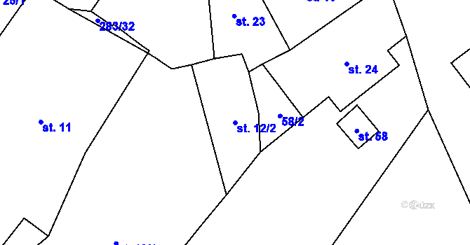 Parcela st. 12/2 v KÚ Nupaky, Katastrální mapa